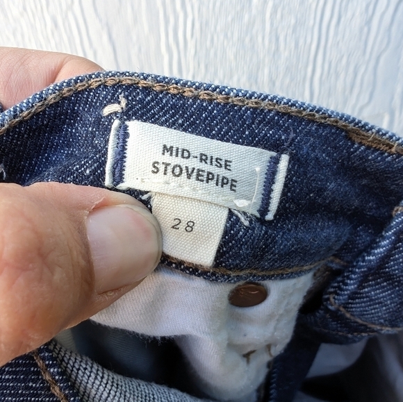 Madewell Dark Blue Wash Mid-Rise Stovepipe Stretchy Denim Jeans Women's 28 - Picture 4 of 5